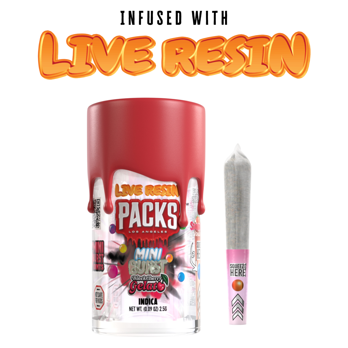 Photograph of product: 5PK - Infused Pre-Roll w/ Live Resin - Black Cherry Gelato - 0.5g