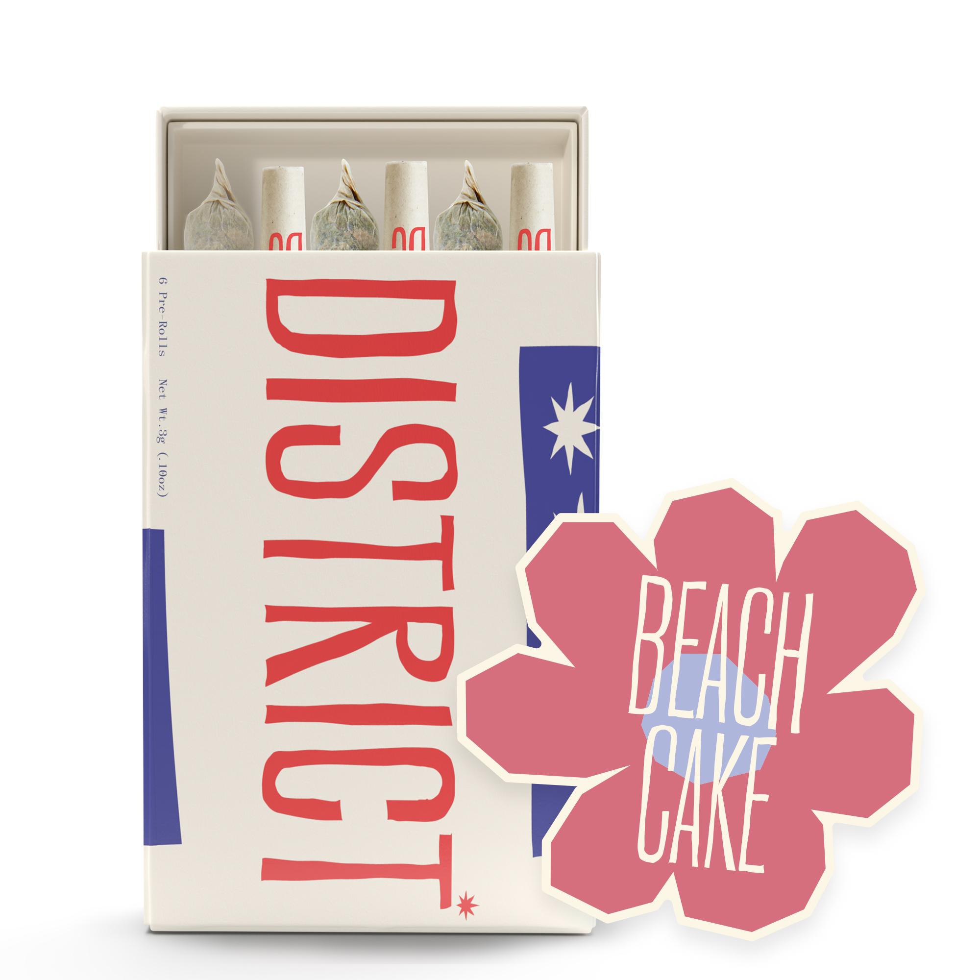 Photograph of product: Beach Cake PRJ 0.5g (6pk) - District Oui'd