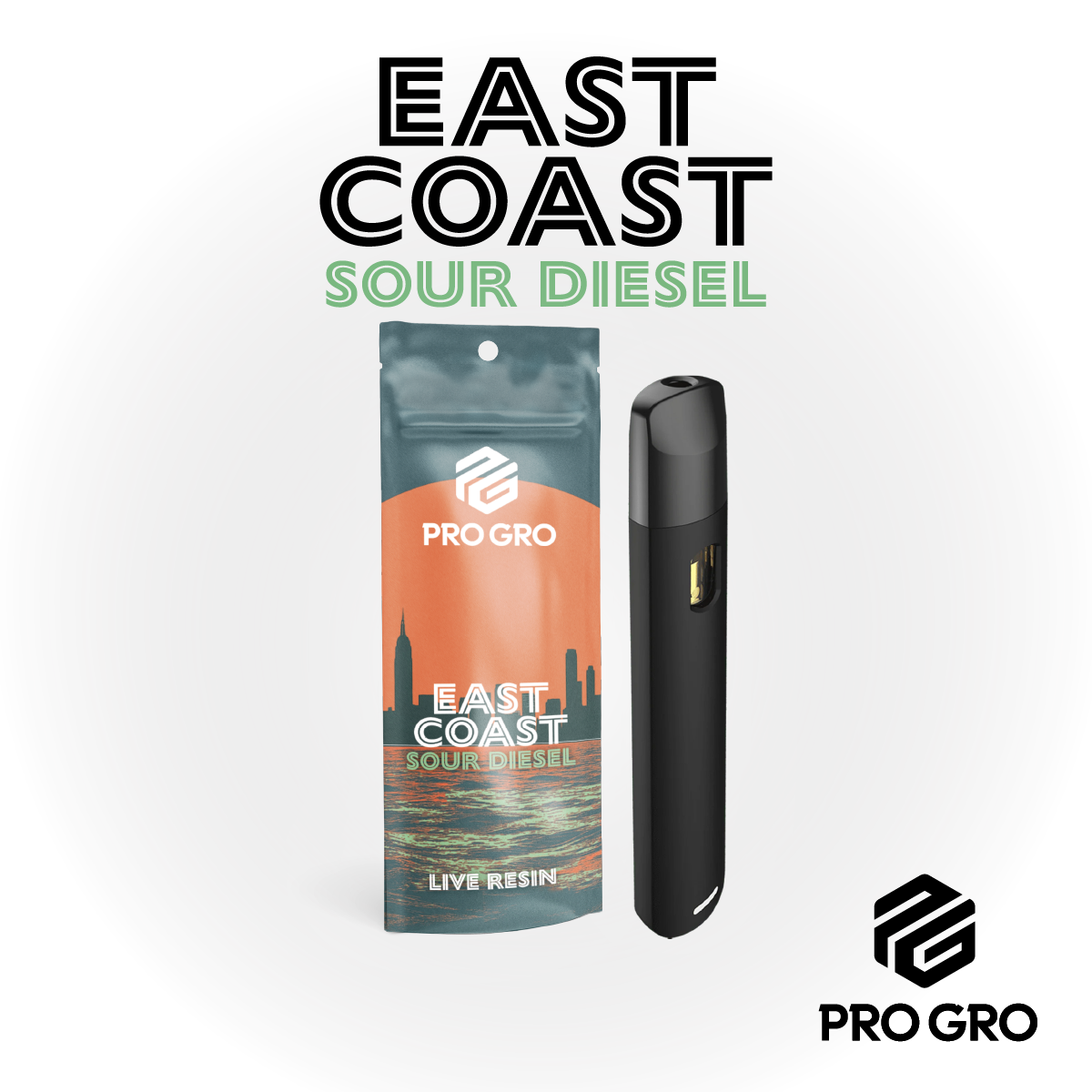 Photograph of product: ProGro East Coast Sour Diesel All-In-One Live Resin Vape | 1g