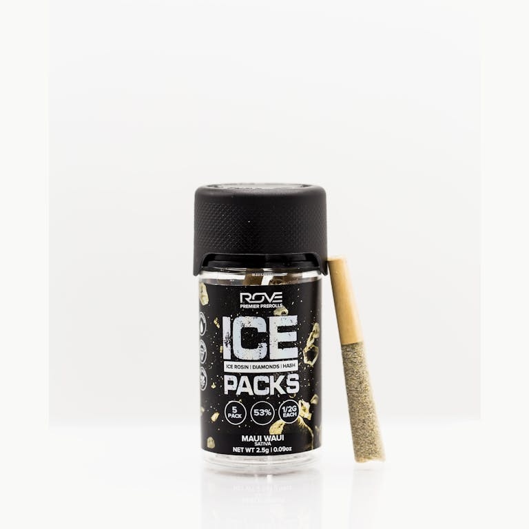 Photograph of product: Maui Waui Ice Packs (0.5g x 5 Triple-Infused Pre-Rolls)