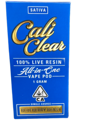 Photograph of Product: Cali Clear Blueberry Blast Live Resin All In One Vape