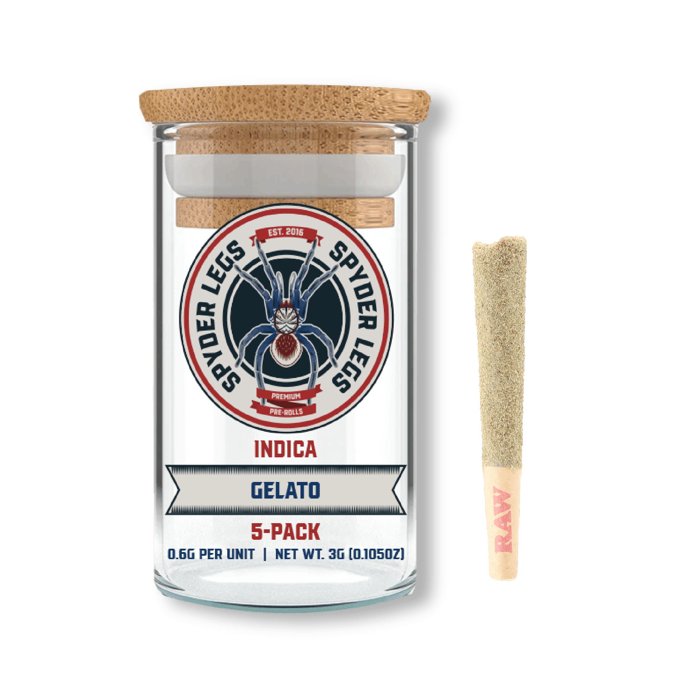 Photograph of product: SPYDER LEGS | GELATO - INFUSED PRE ROLL 5PK Oui'd