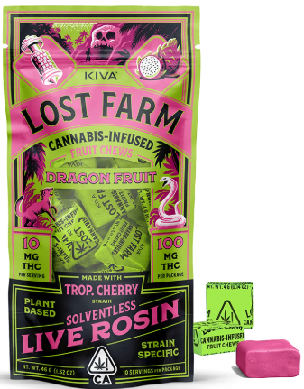 Photograph of product: Dragon Fruit x Trop Cherry [H] - 100MG Live Rosin Chews 10PK