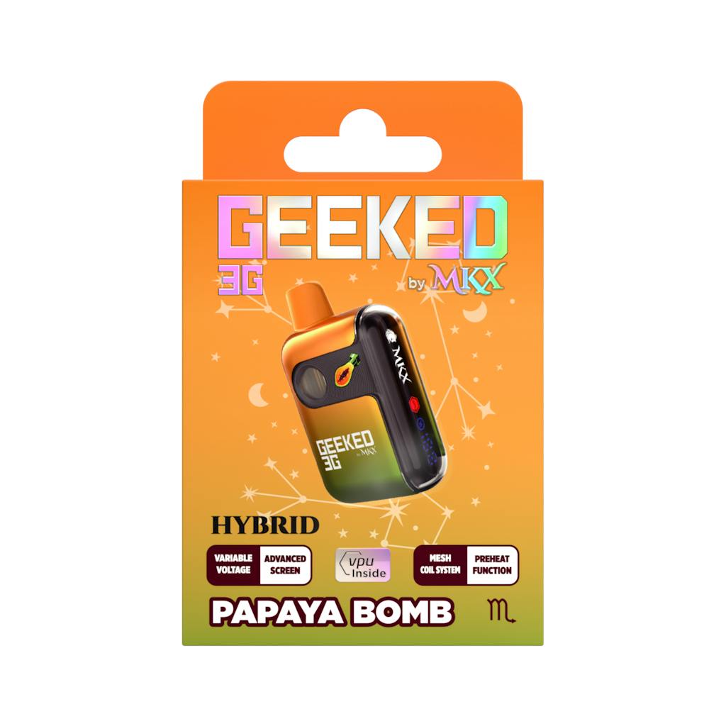 Photograph of product: Geeked - 3g Disposable - Papaya Bomb Hybrid