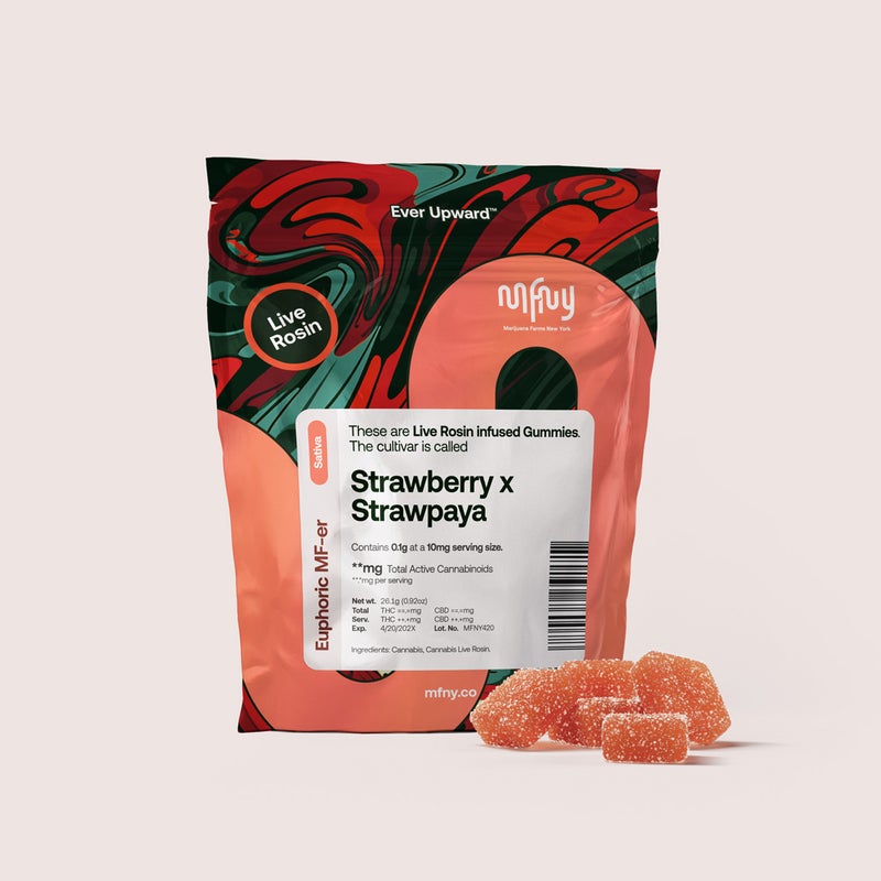 Photograph of product: MFNY | Strawberry x Strawpaya | Live Rosin Gummies | 10pk