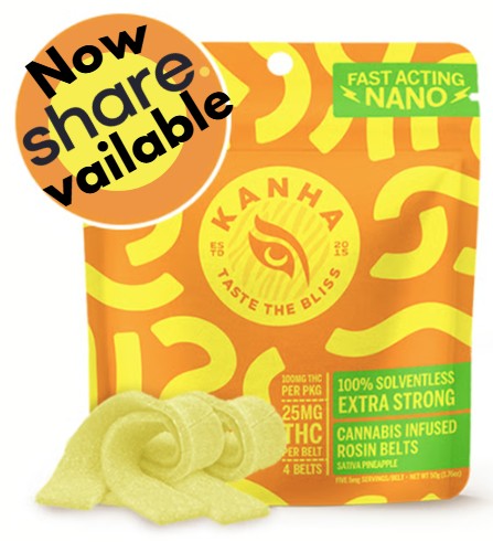 Photograph of product: KANHA - Sour Pineapple - Belt 100mg 4pk