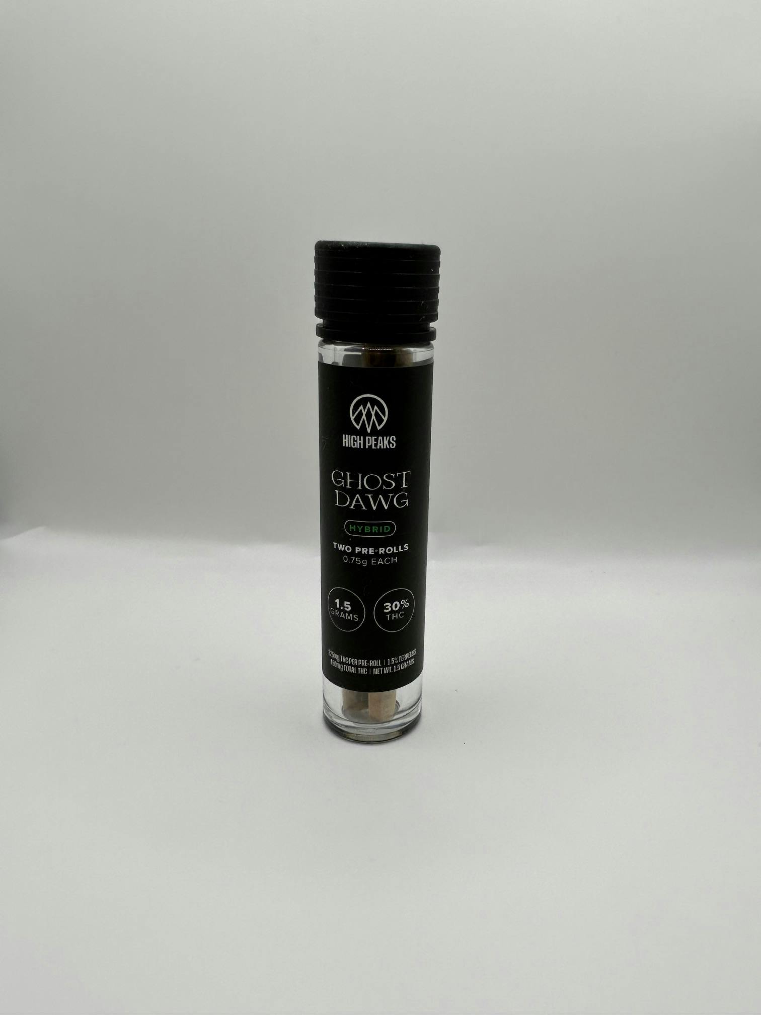 Photograph of product: High Peaks - Ghost Dawg (H) - 30% - .75g Preroll 2pk