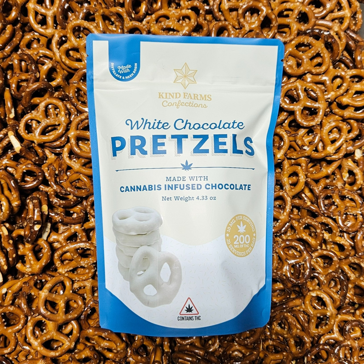 Photograph of product: Kind Farms - Classic White Chocolate Pretzel Bag - 200mg