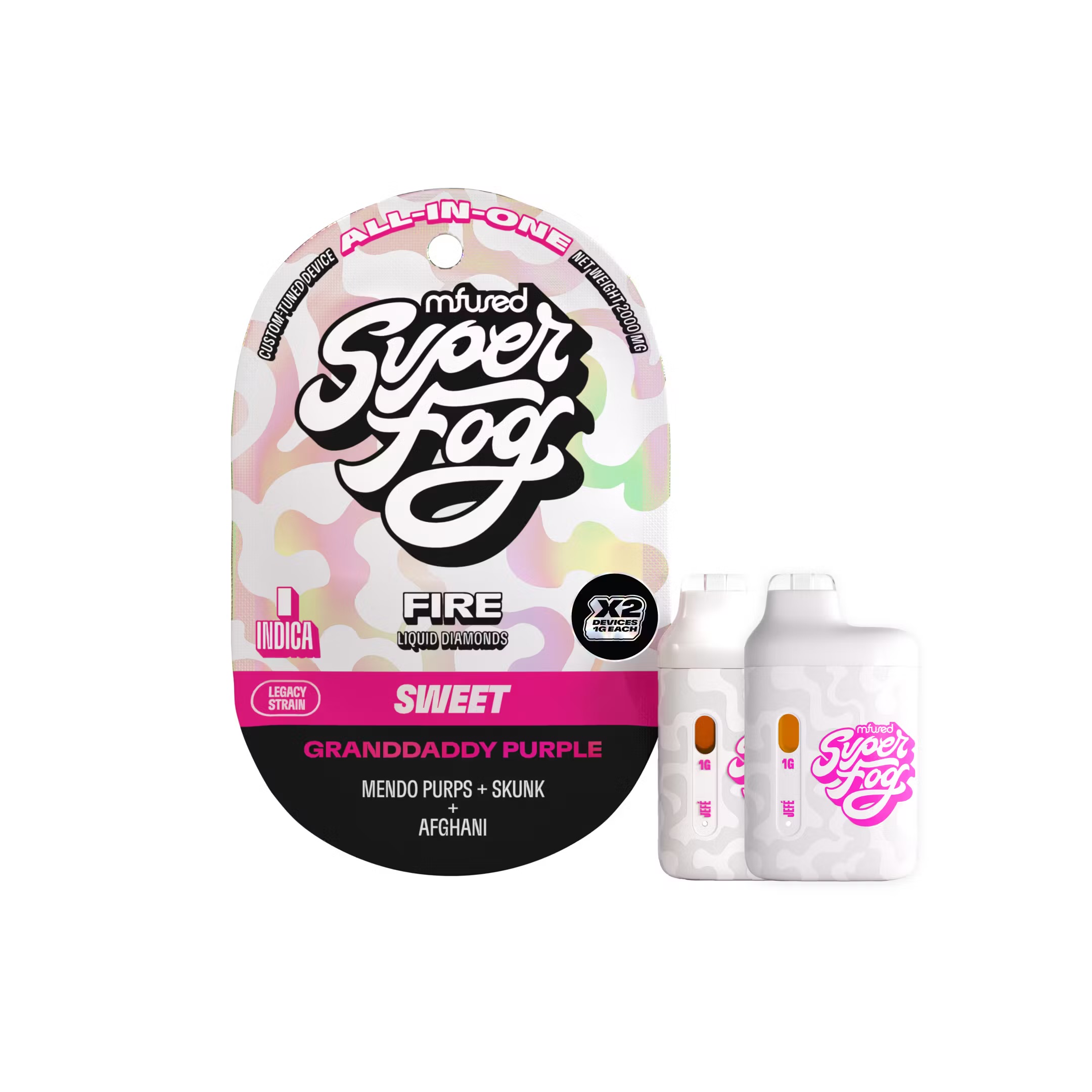 Photograph of product: Mfused | Liquid Diamonds Vape | Granddaddy Purple | Oui'd | 2pk