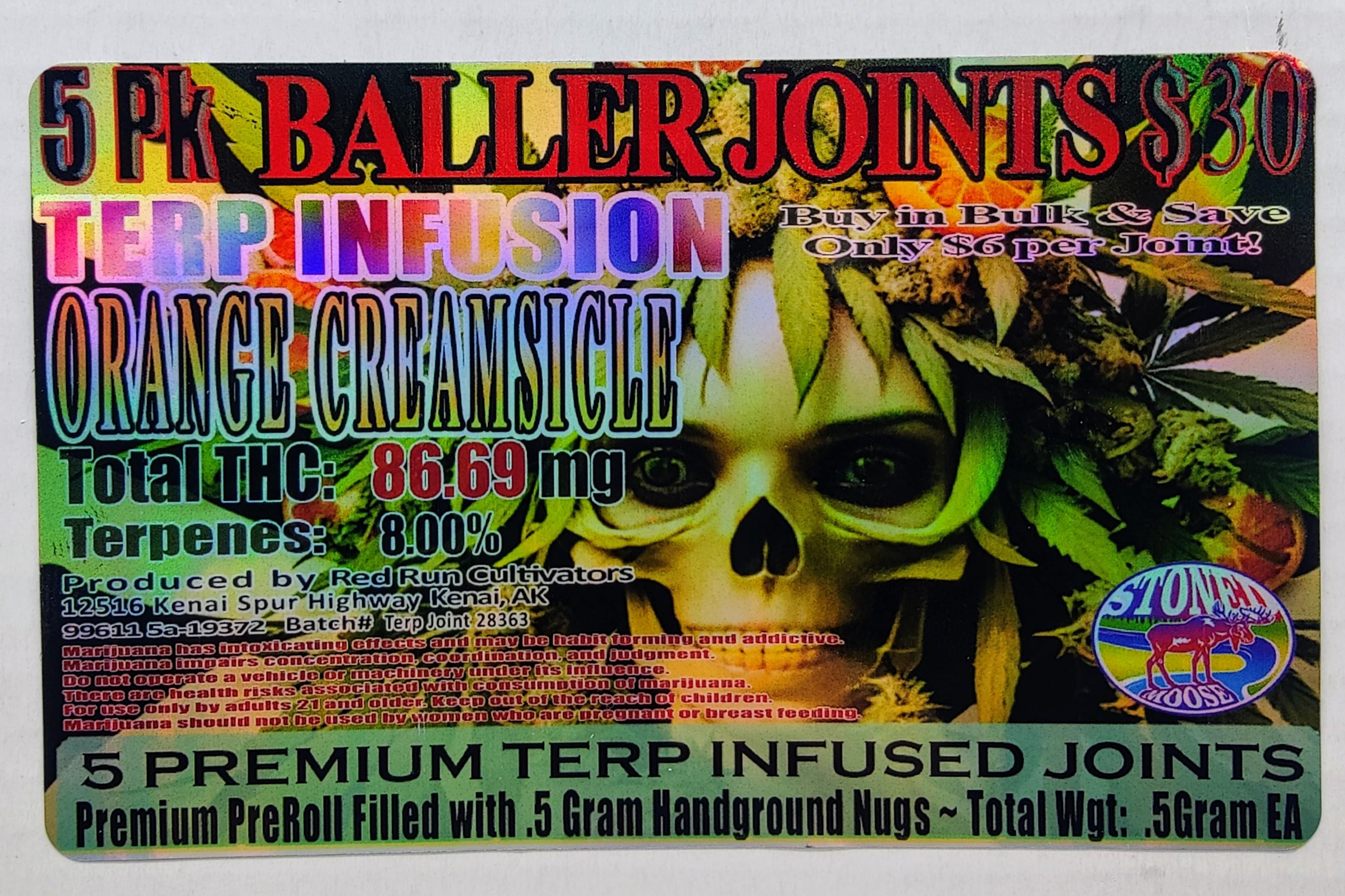 Photograph of product: 5pk Terp Infused Joints Orange Creamsicle