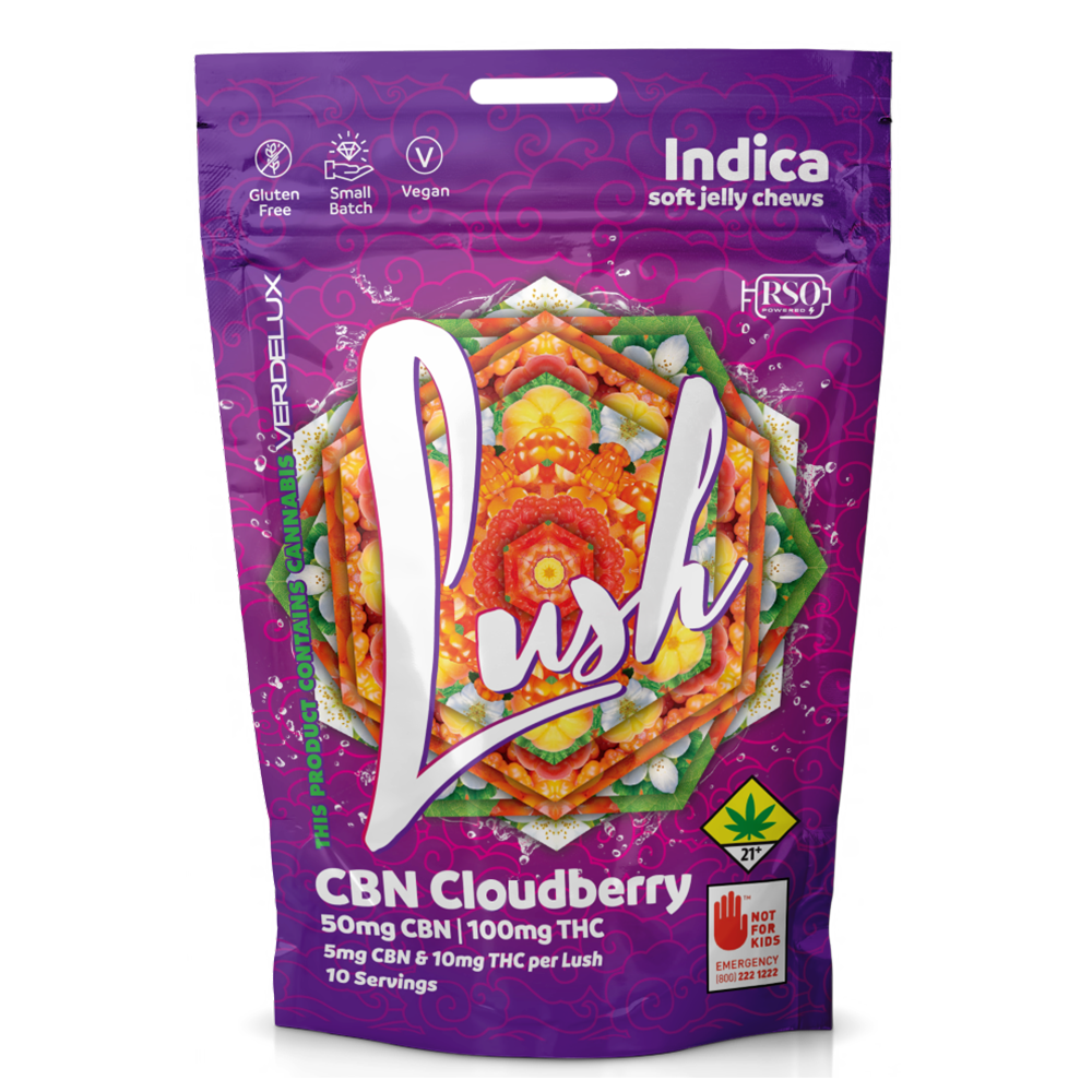 Photograph of product: Lush | Cloudberry | Soft Jelly Chew | DOH | 10pk | 100mg TH-oui : 50mg CBN
