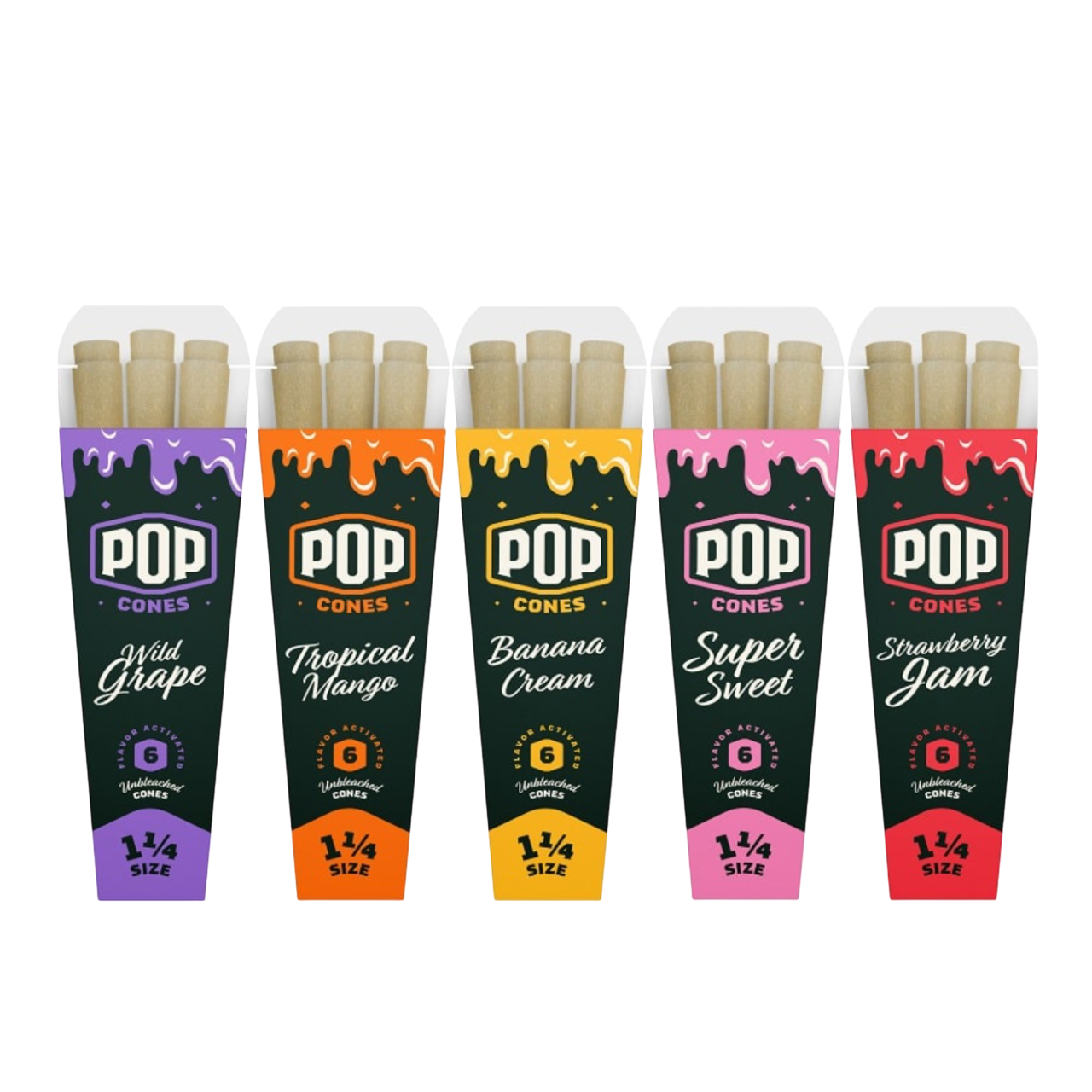 Photograph of product: Pop Cones - Unbleached 1-1/4 | Assorted Flavors