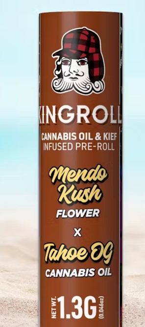 Photograph of product: KINGROLL SUMMER SERIES MENDO KUSH X TAHOE OG INFUSED PREROLL Oui'd 1.3G