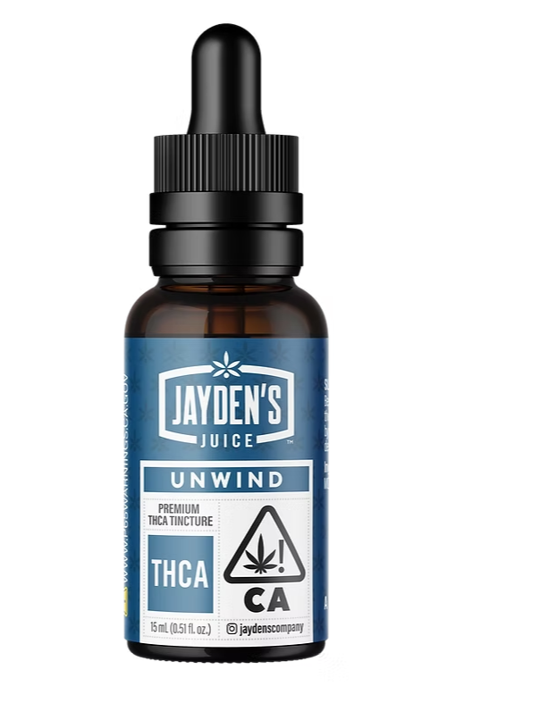 Photograph of product: Jayden's Juice   Unwind Thc A Tincture 30ml   12 Mg