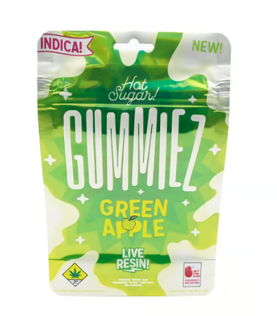 Photograph of product: Green Apple 100mg 10pk Oui'd Live Resin Gummies W1-14