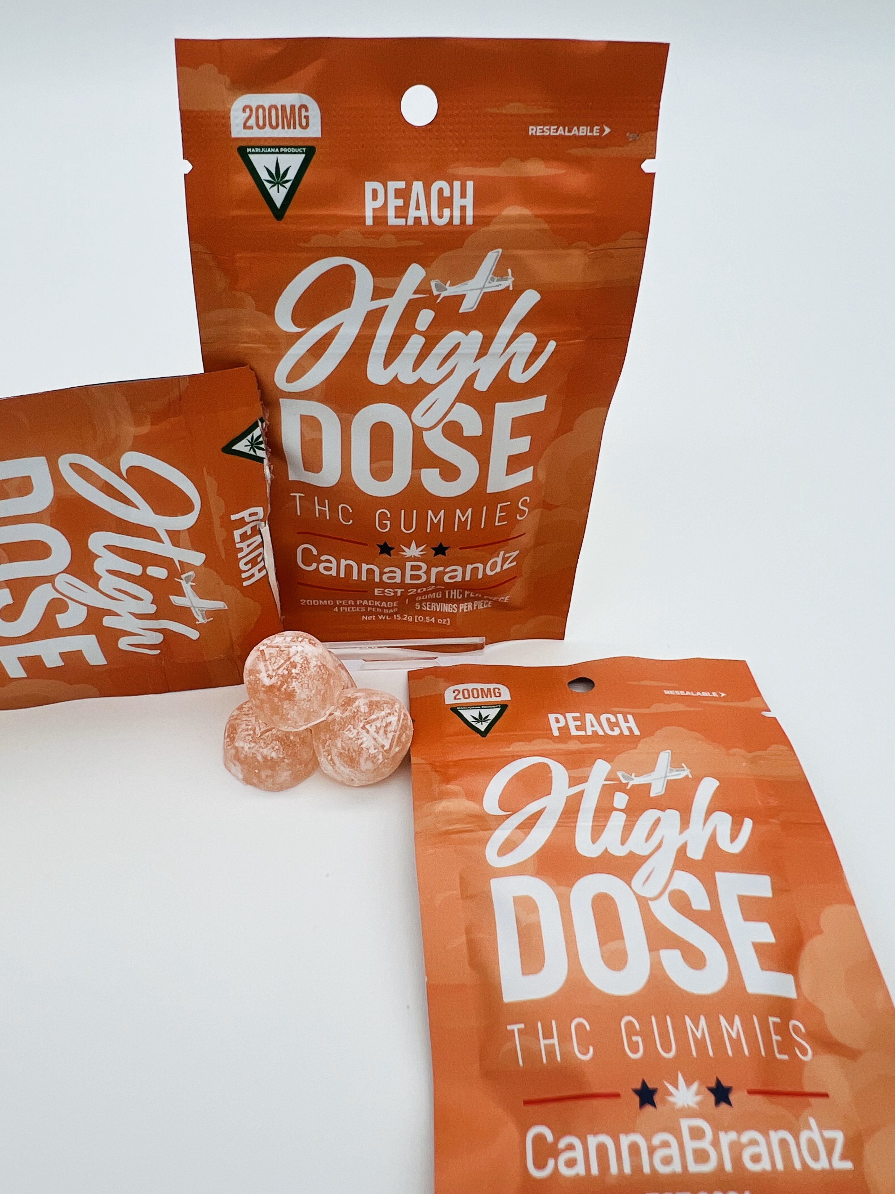 Photograph of product: High Dose | Peach | 200mg Gummies