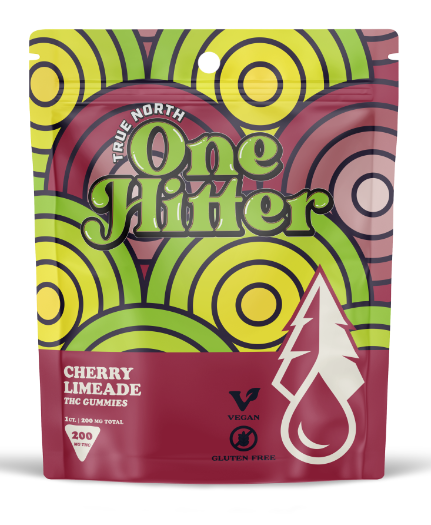 Photograph of product: 200MG ONE HITTER VEGAN CHERRY LIMEADE GUMMY