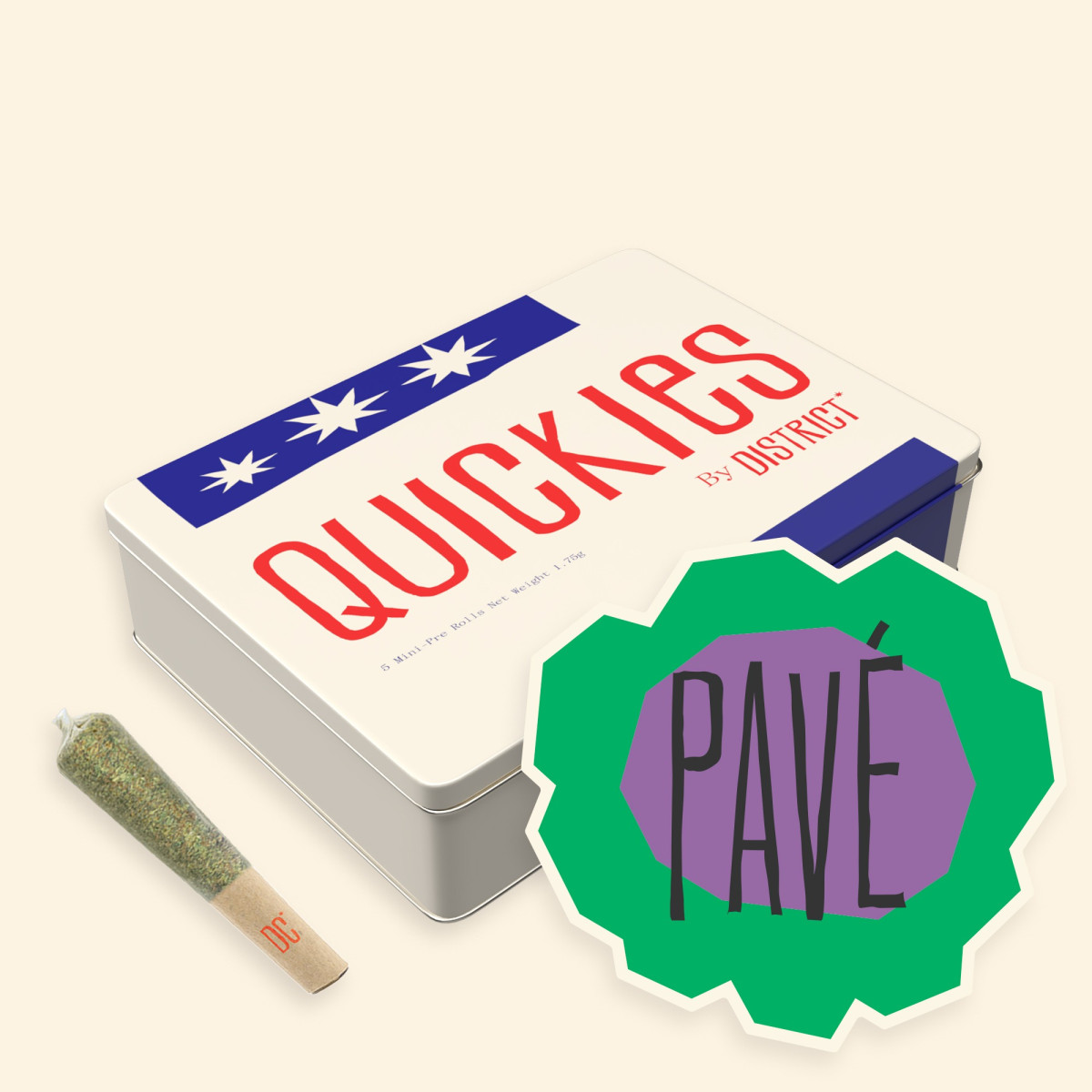 Photograph of product: District Oui'd | Quickies | Pave | 0.35g mini pre-rolls | 5pk