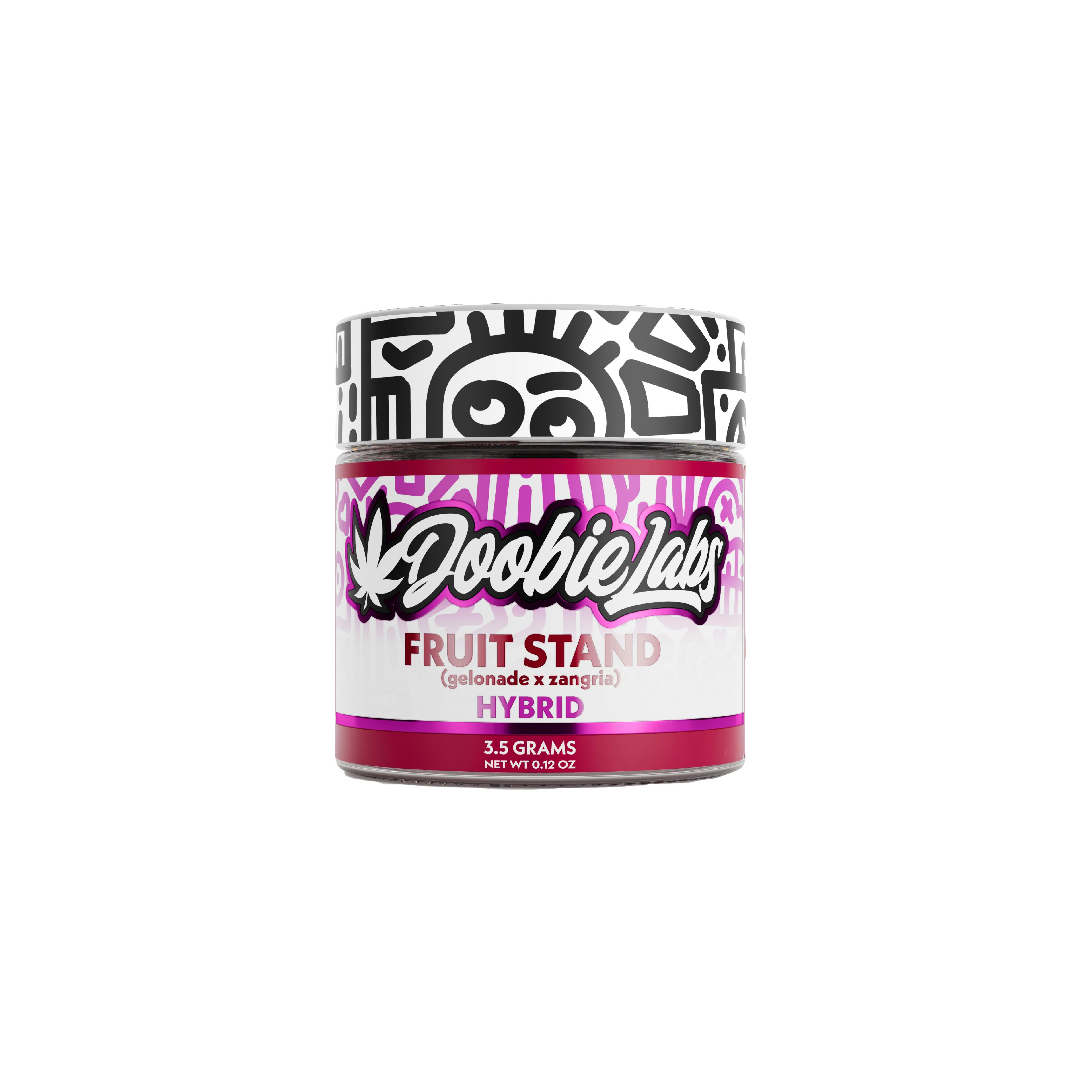 Photograph of product: Doobie Labs | Flower | Jar | Fruit Stand | 3.5g | Hybrid | 28.60% TH-oui