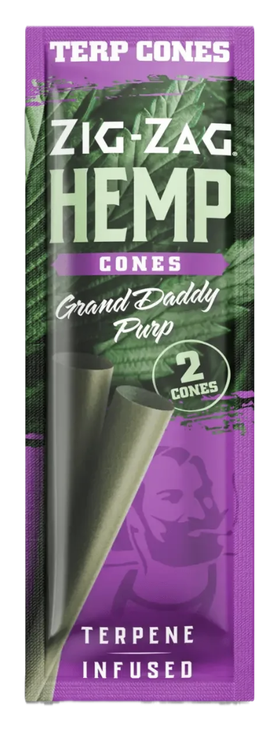 Photograph of product: Zig-Zag Grand Daddy Purp Terpene Infused Hemp Cones, 2-Pack