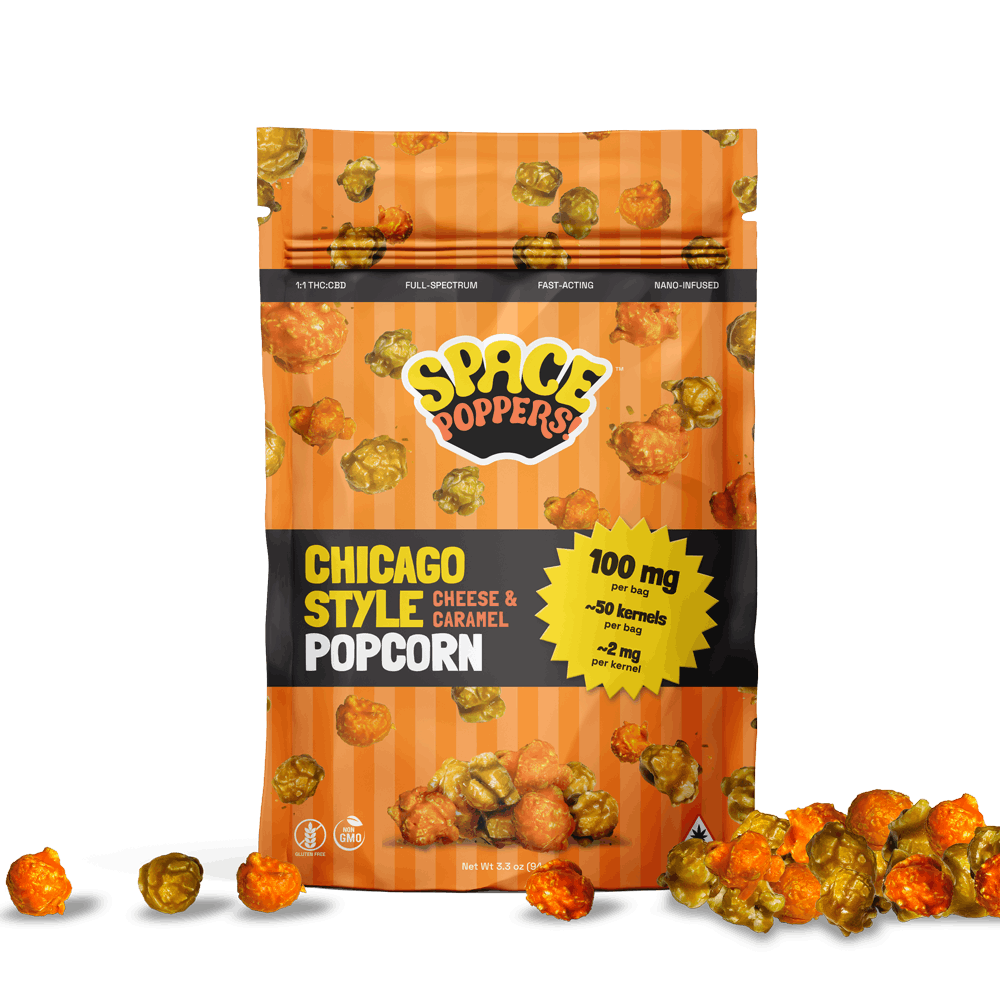 Photograph of product: Space Poppers - Chicago Style 1:1 Popcorn - 100mg