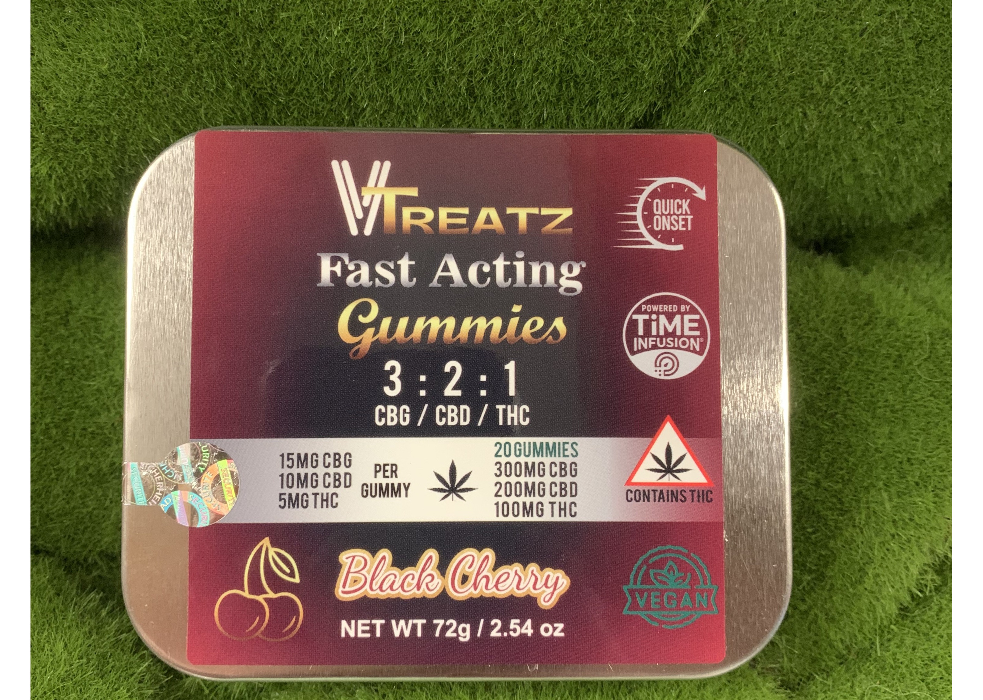 Photograph of product: 100mg Edible Pack | Black Cherry 3:2:1 Gummies | VTreatz