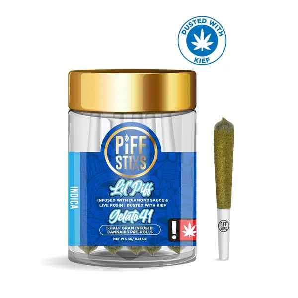 Photograph of product: Piff Stixs .8g GELATO 41 Lil' Piff Infused Pre-Roll 5pk