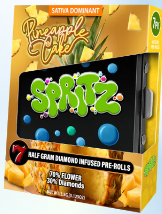 Photograph of product: SPRITZ PINEAPPLE CAKE 3.5G 7PK INFUSED PREROLLS
