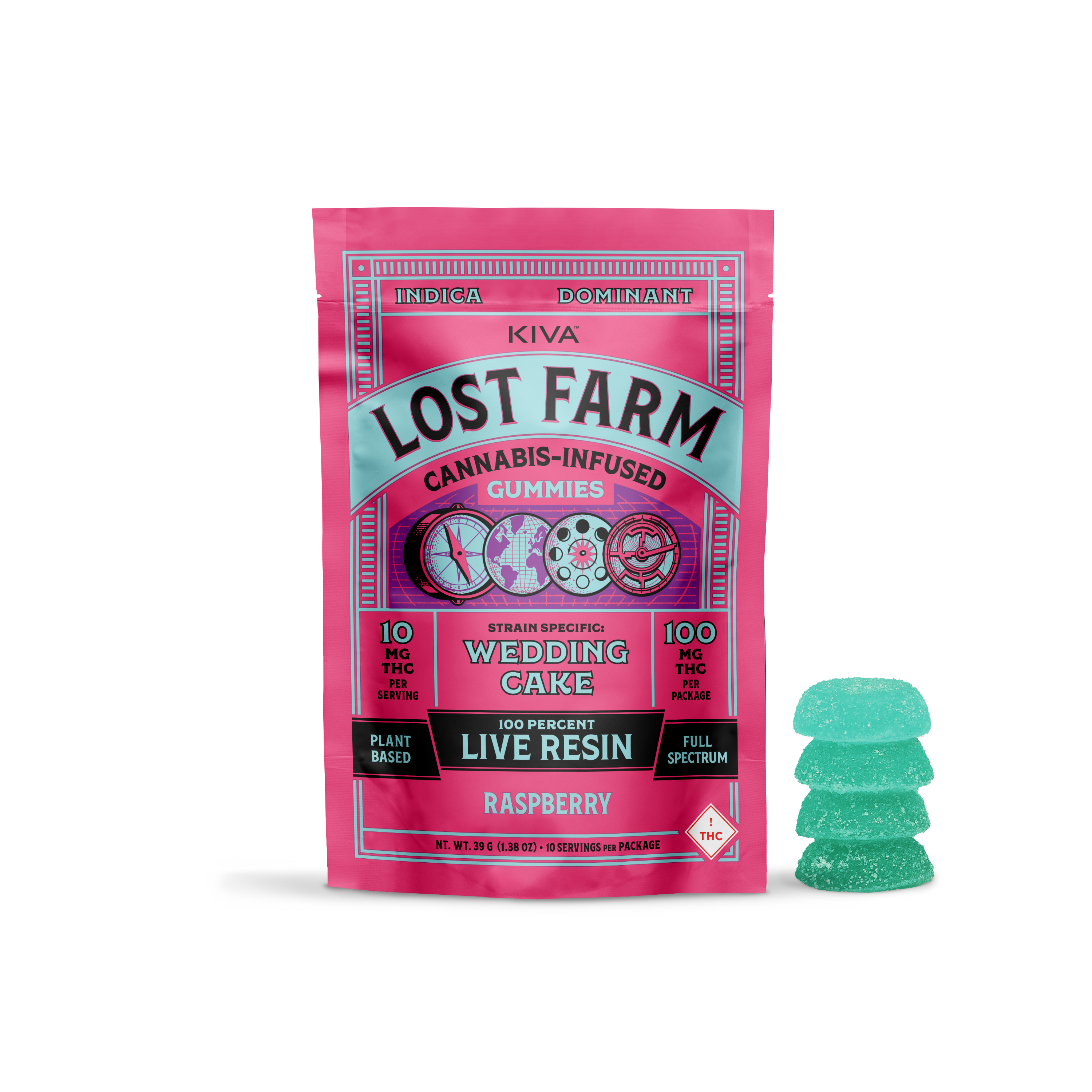 Photograph of product: Lost Farm Gummies Raspberry x Wedding Cake 100mg Resin 10 Pack