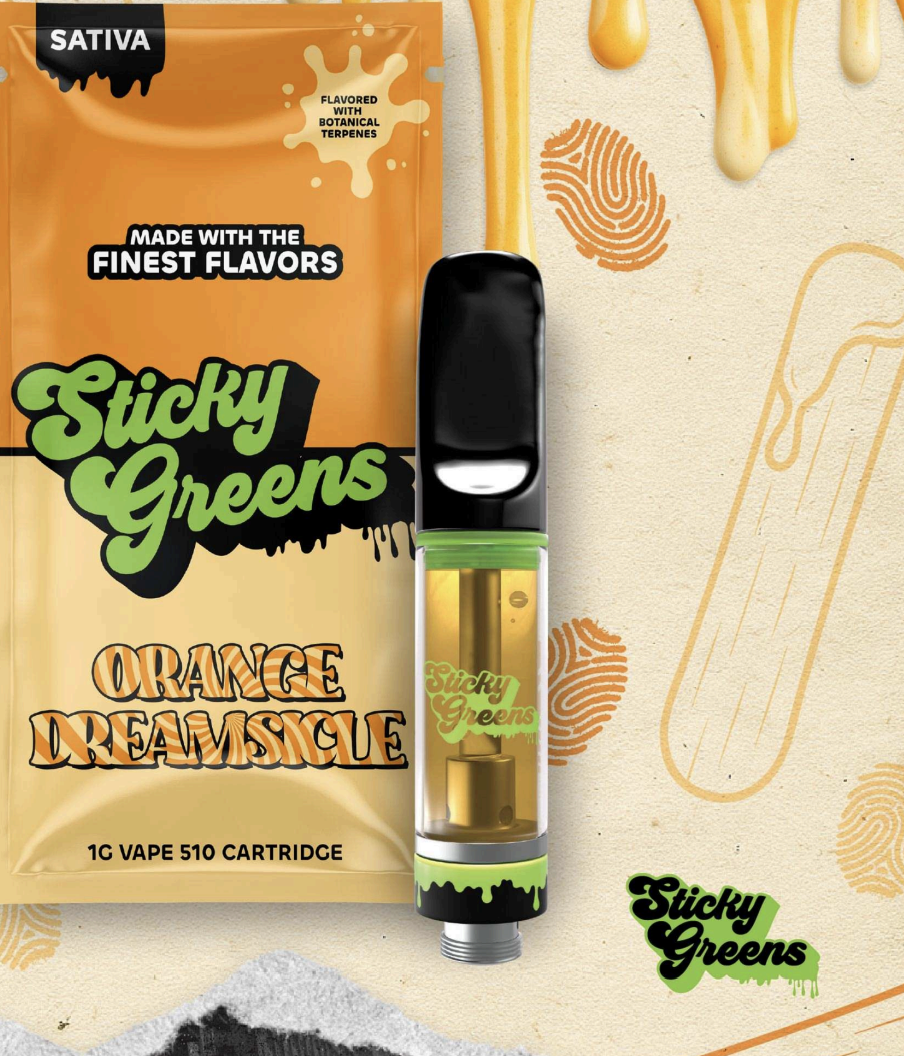 Photograph of product: STICKY GREENS ORANGE DREAMSICLE CARTRIDGE 1G