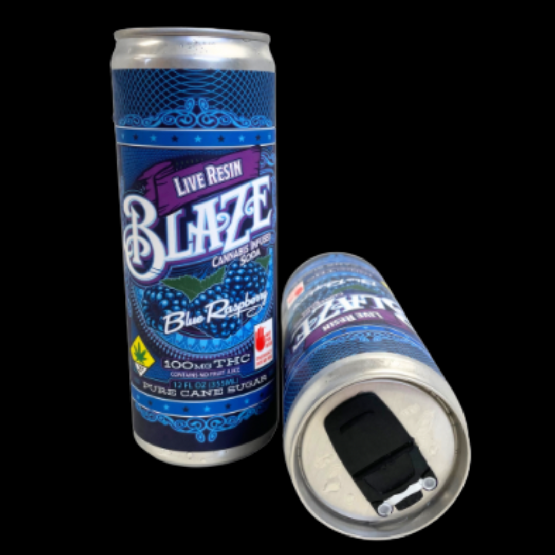 Photograph of Product: Blue Raspberry DOH Approved 100mg LR 12oz Soda Blaze