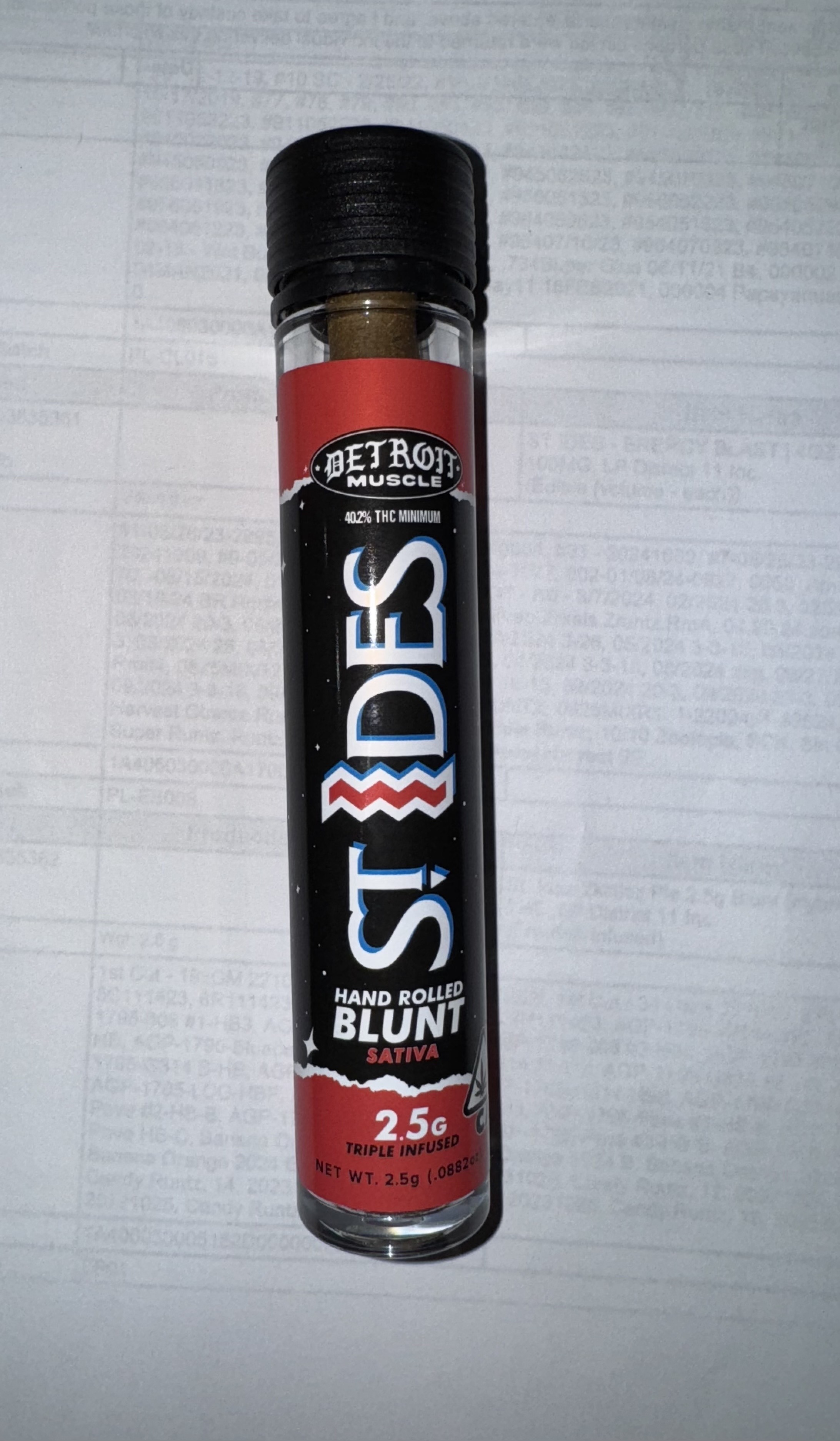 Photograph of product: DETROIT MUSCLE 2.5G INFUSED BLUNT - 2.5 G