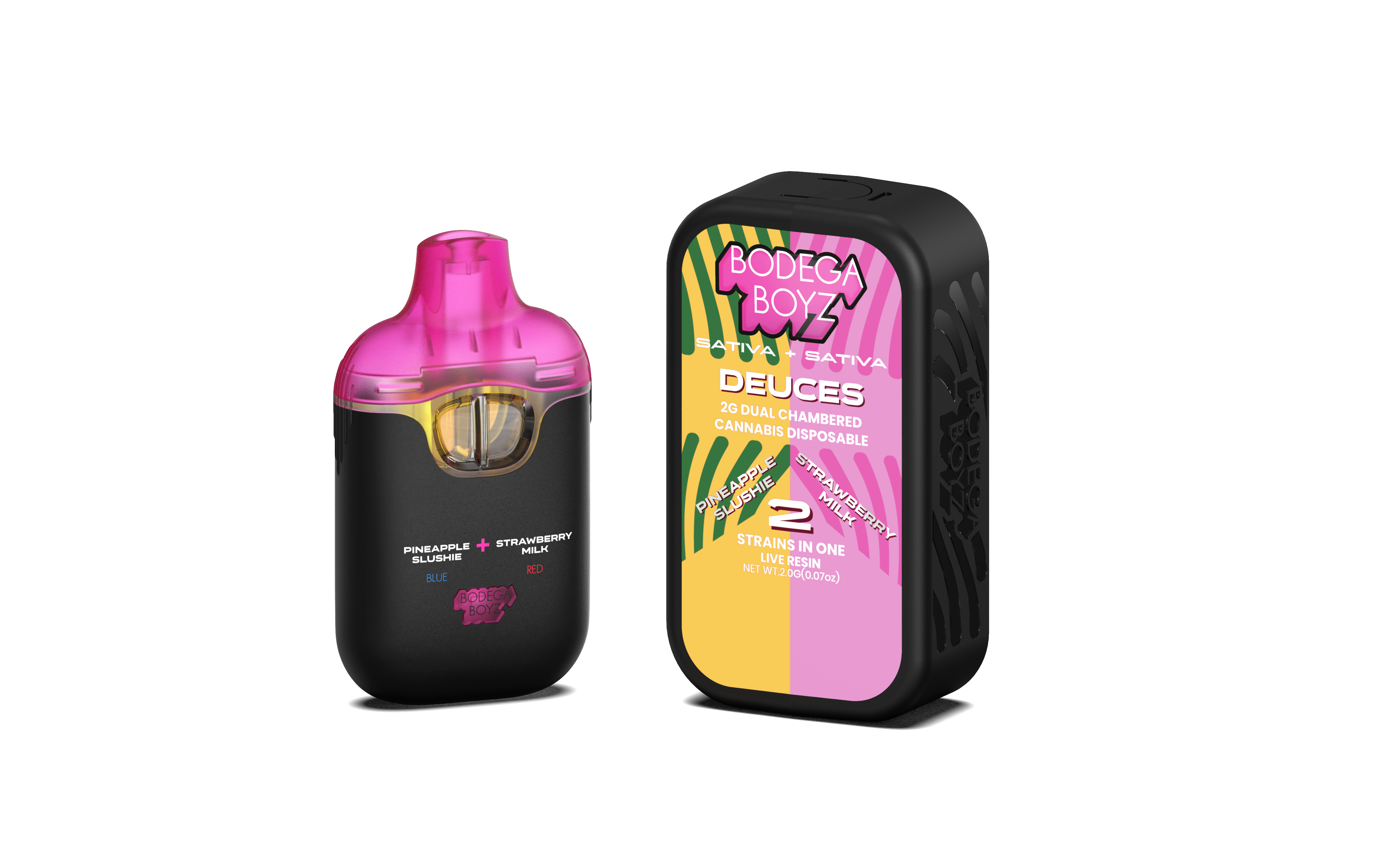 Photograph of product: Deuces | Pineapple Slushie x Strawberry Milk | Live Resin Dual Chambered Disposable