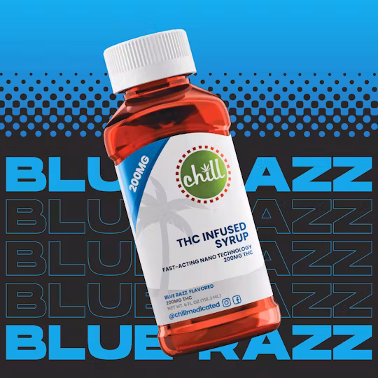 Photograph of product: Blue Razz Medicated Syrup 200mg