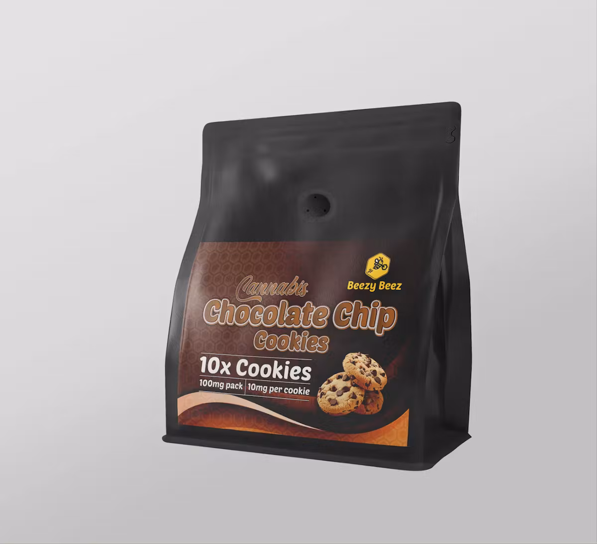 Photograph of product: Baked Edibles | Beezy Beez | Choc Chip Cookies | 100mg