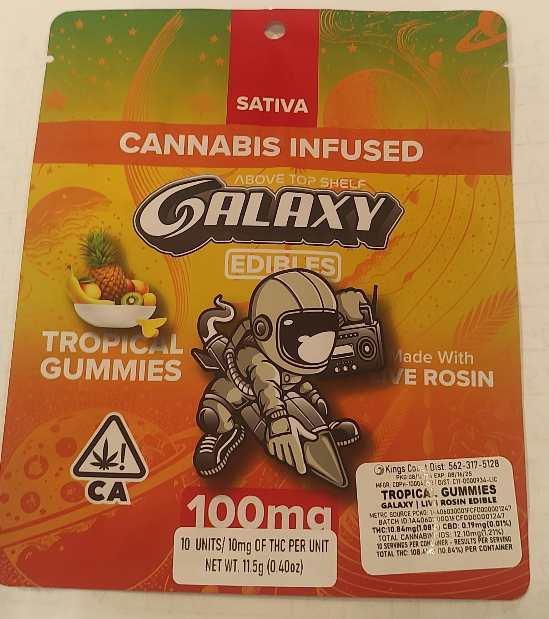 Photograph of product: Galaxy - Tropical Rosin Gummies 100mg