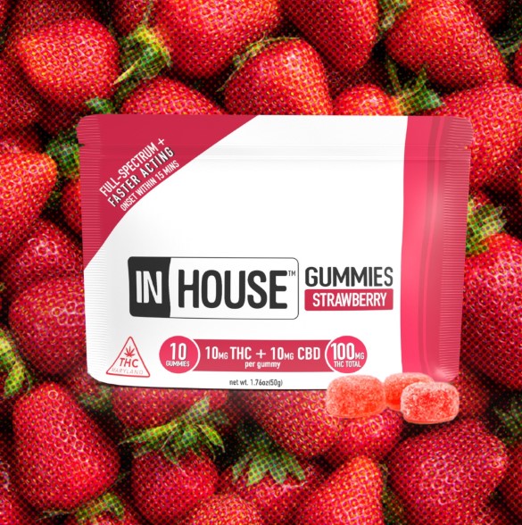 Photograph of product: 100mg Strawberry Fast-Acting Gummies [1:1 TH-oui:CBD] 10pk