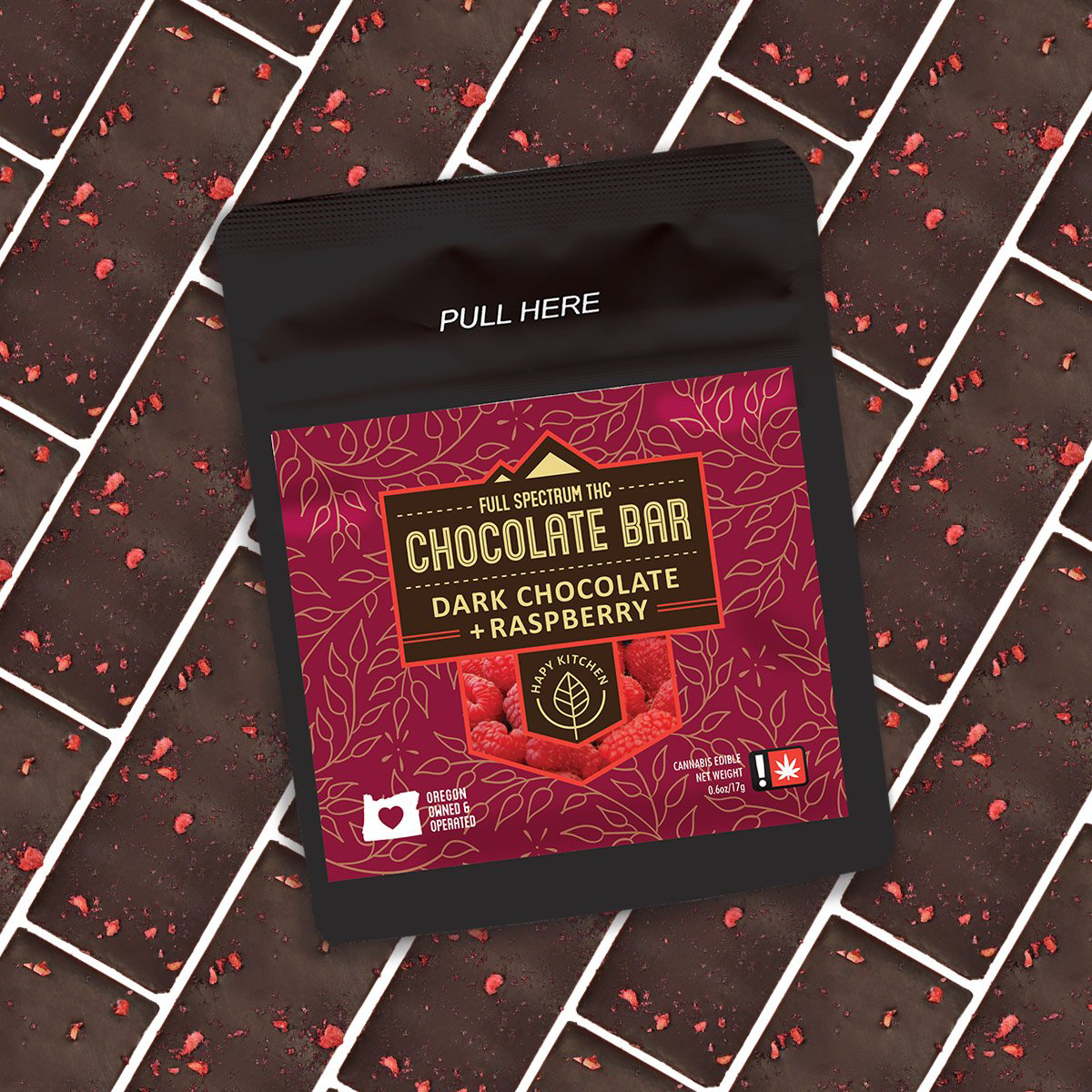 Photograph of product: Dark Chocolate Raspberry Bar (Hapy Kitchen)