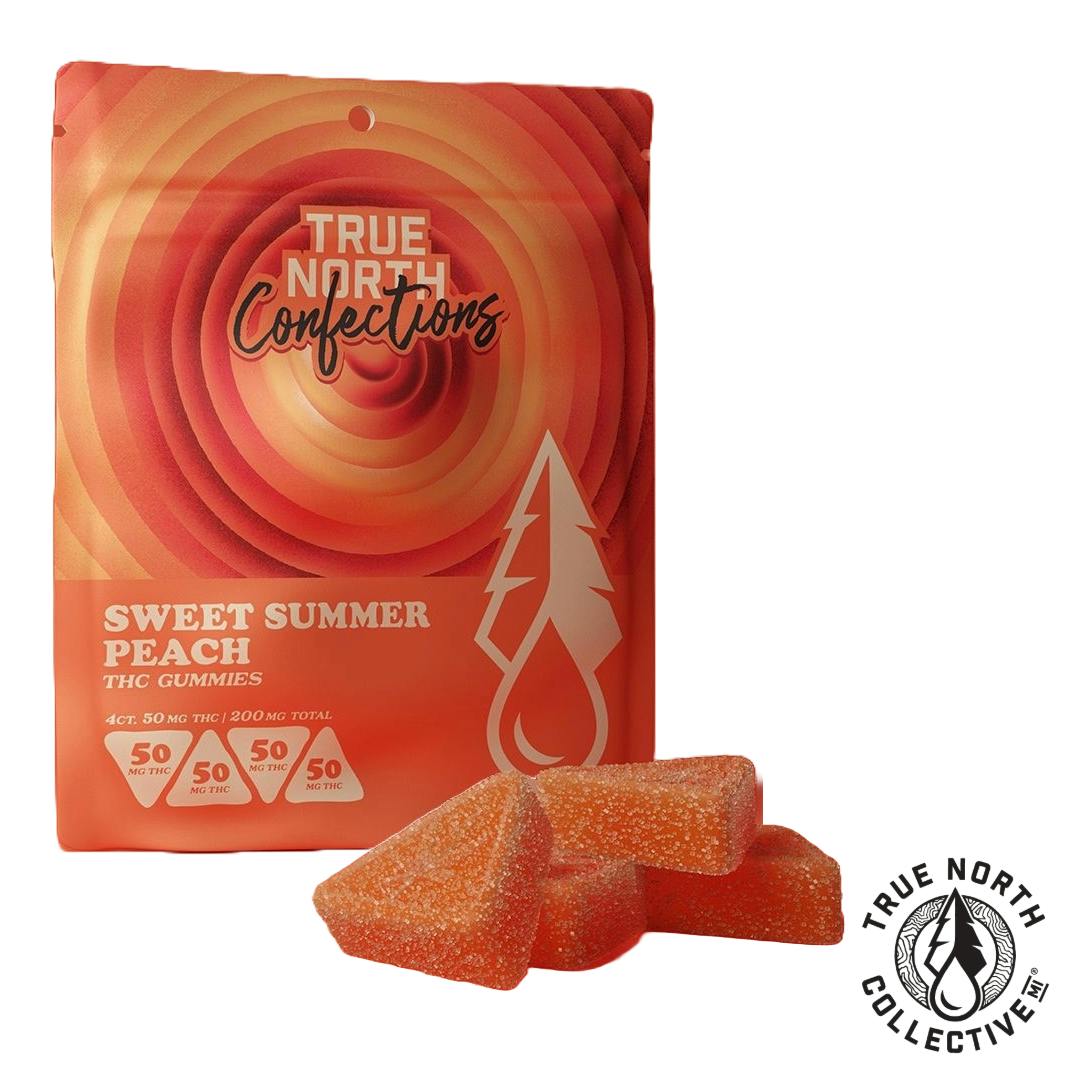 Photograph of product: True North - Sweet Summer Peach - Gummies - 200mg - Hybrid