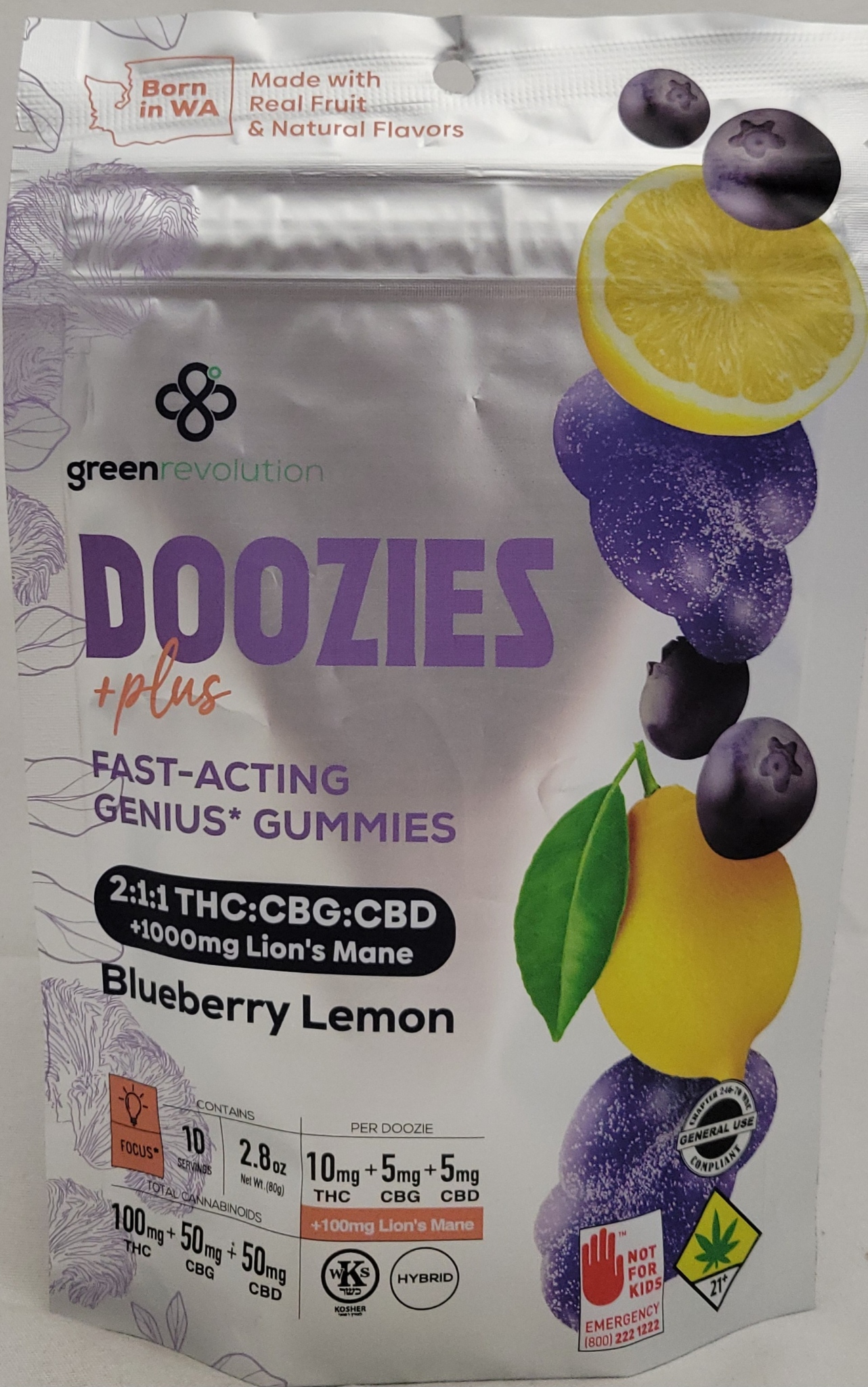 Photograph of product: Blueberry Lemon | 2:1:1 TH-oui:CBD:CBC | 10 Pack *General Use Compliant*