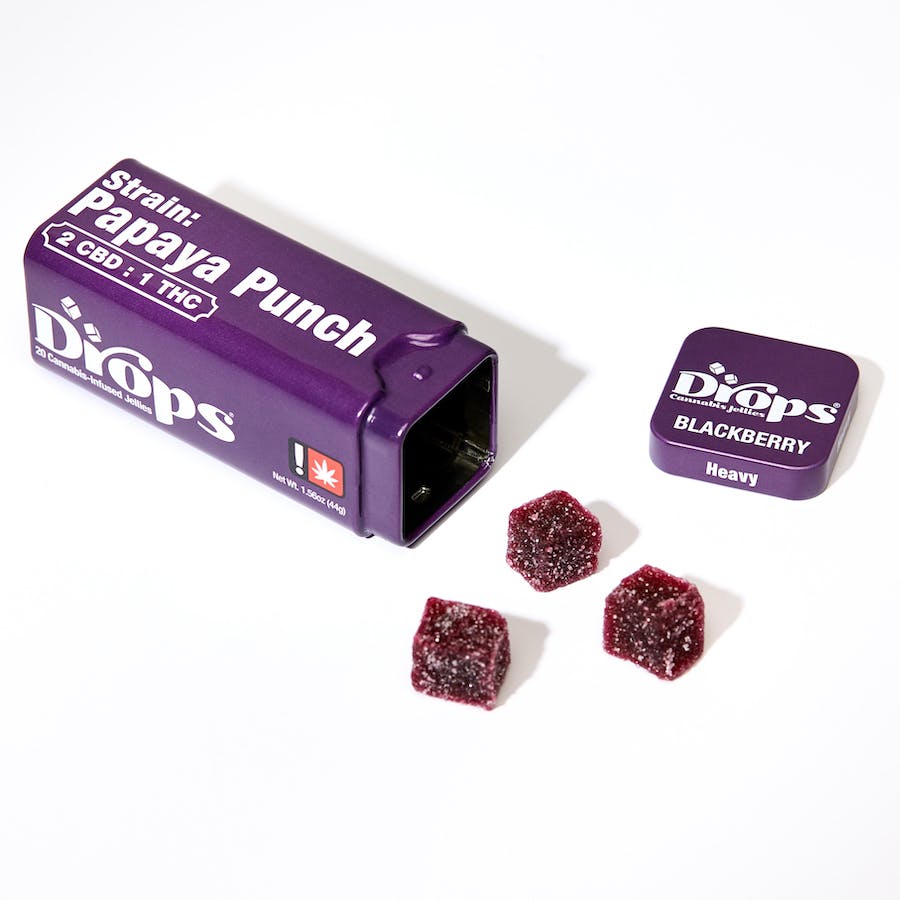 Photograph of product: Drops Blackberry Heavy Rosin Gummies 20pc 2:1 200mgCBD/100mgTH-oui