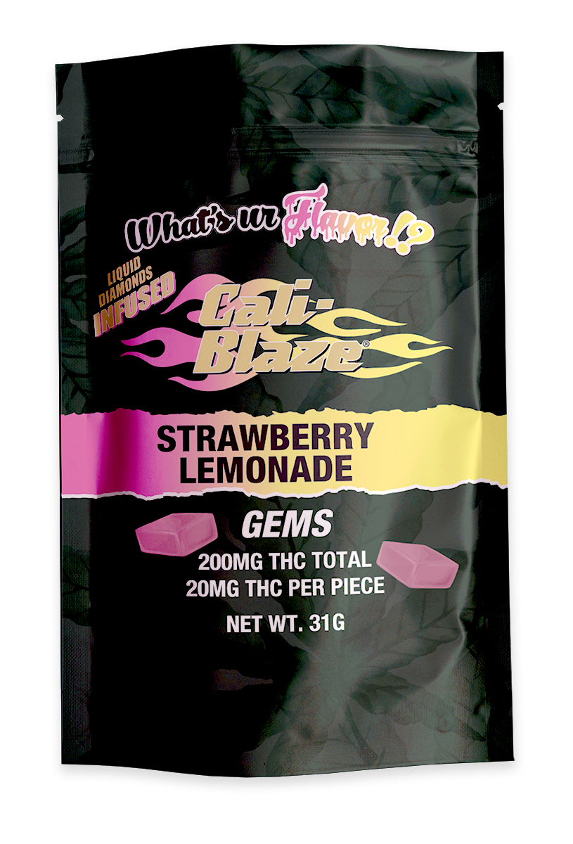 Photograph of product: Cali Blaze 200mg Gummies - Strawberry Lemonade