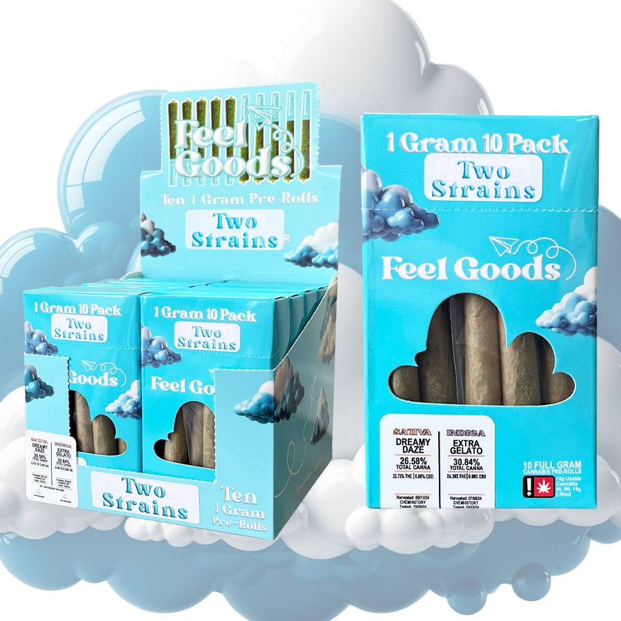 Photograph of product: Feel Goods (I) Techno Butter (H) Animal Mintz 2 Strain Preroll 10 Pack-10g