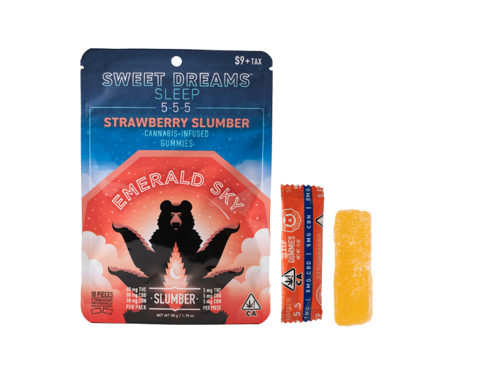 Photograph of product: 5:5:5 STRAWBERRY SLUMBER GUMMIES 10 PACK 50MG