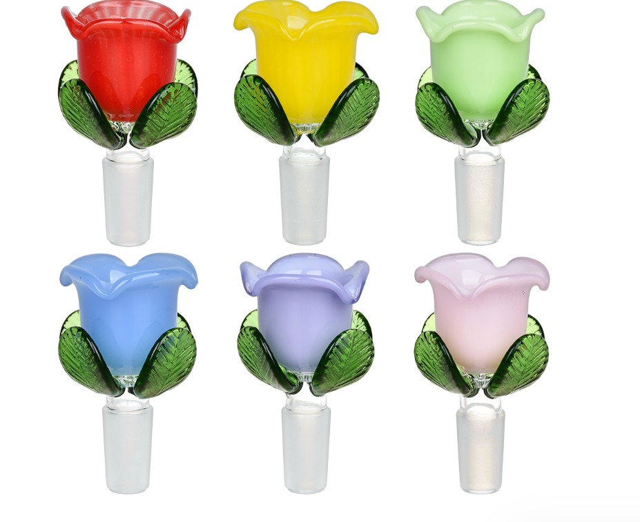 Photograph of product: Rose Flower Glass Slide Bowl | 14mm Assorted Colors