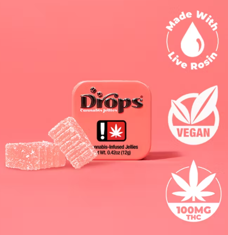 Photograph of product: Drops Single Watermelon Live Rosin Oui'd 2PK Infused Jellies 100MG