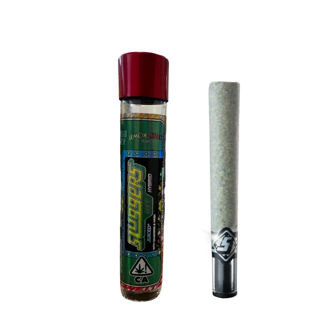 Photograph of product: SLUGGERS - INFUSED PREROLL - - HYBRID - LEMON CHERRY GELATO
