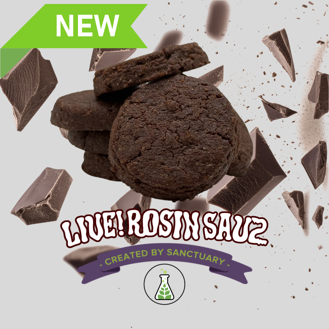 Photograph of product: Live Rosin Sauz Dark Chocolate Cookies 100mg 10 pk