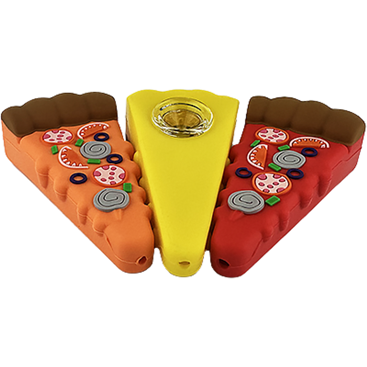 Photograph of product: LuvBuds - 4" Silicone Supreme Pizza Slice Pipe (Assorted Colors)