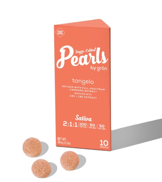 Photograph of product: Pearls | Tangelo | 2:1:1 (TH-oui:CBG:CBC) | 10 Gummies x 10mg
